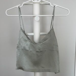 Pastel green satin cropped cami
